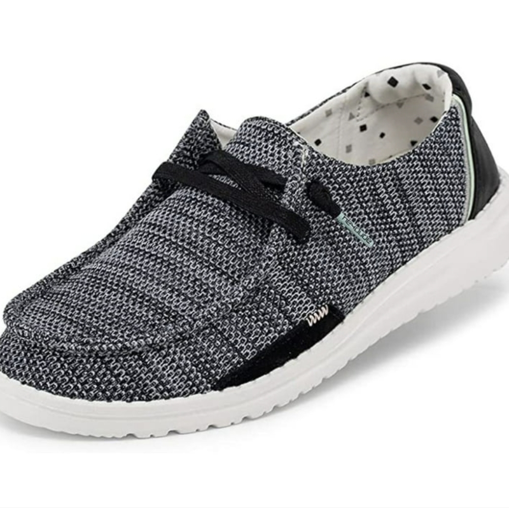 Hey Dude Wendy Canvas Black Women's Lightweight Casual Shoes Slip On Sz 8.5